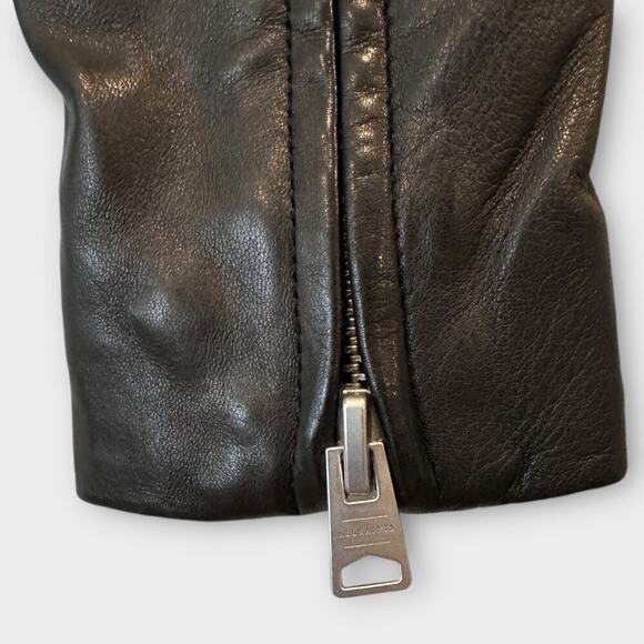 ALLSAINTS Dalby Slim Fit Leather Biker Jacket Size US/4 - Picture 8 of 12